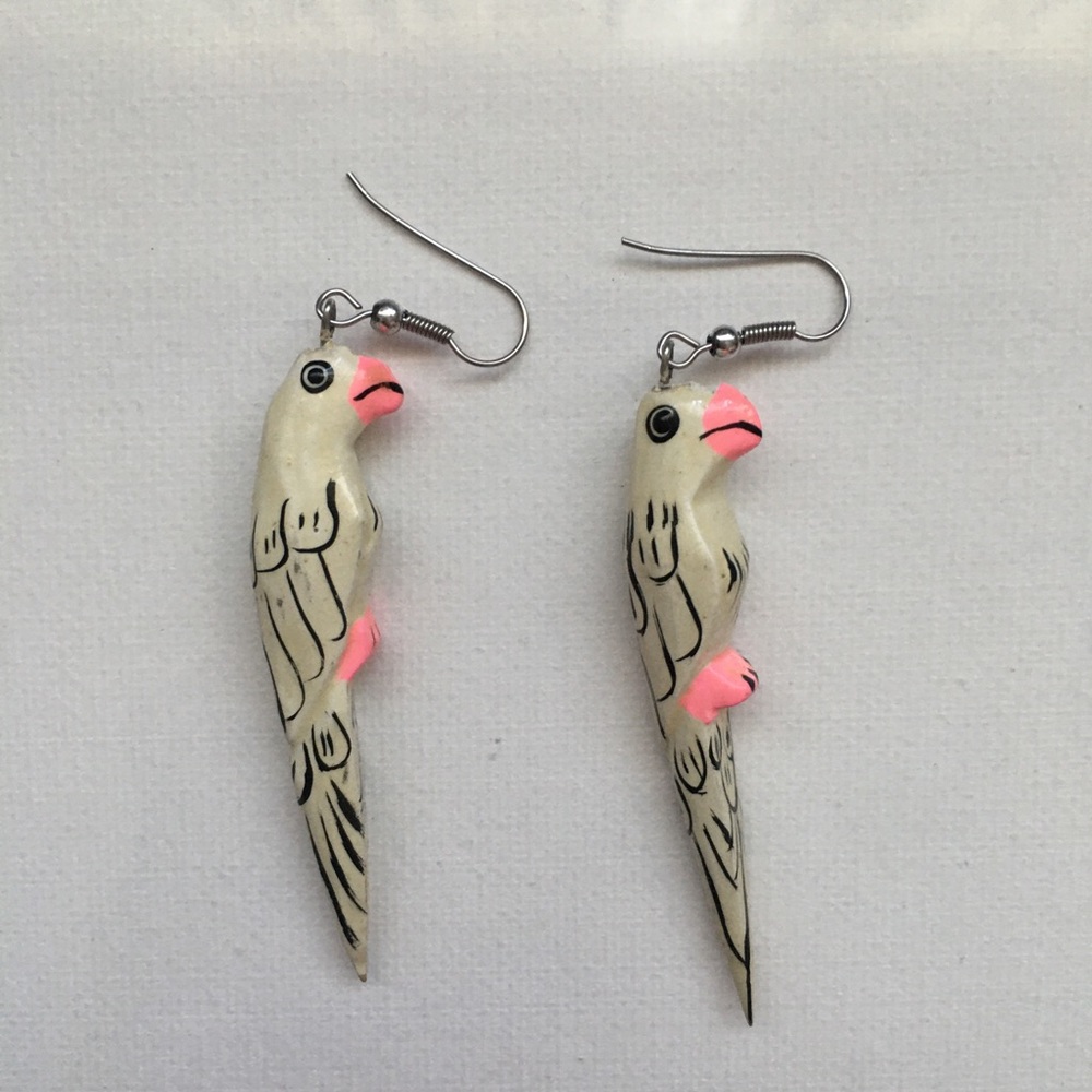 Vintage White Parrot Earrings